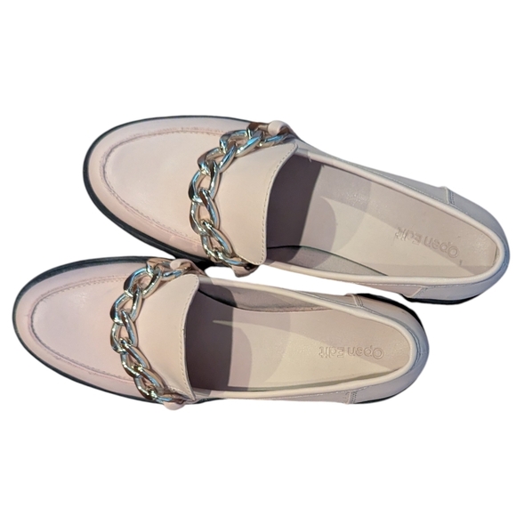 Open Edit Chunky Lug Sole Loafer Blush Powder Pink Chain Detail Academia Sz 8 - Picture 7 of 11